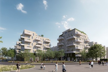 Darstellung des zukünftigen Gemeindebaus in der Bernoullistraße 2