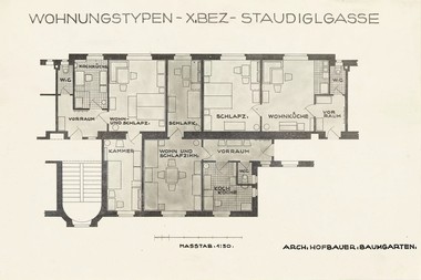Wohnungstypenplan in Schwarz-weiß mit mehreren Wohnungen 