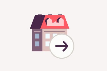Icon von einem Haus mit einem Pfeil nach rechts.