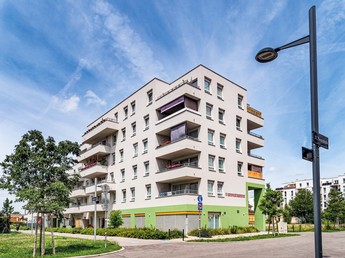 Darstellung des neuen Gemeindebaus am Areal des ehemaligen Gaswerkes in der Leopoldau.