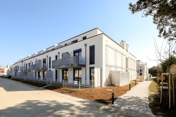Darstellung der Außenansicht des neuen Gemeindebaus Brockhausengasse