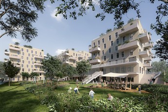 Darstellung des zukünftigen Gemeindebaus in der Bernoullistraße 2